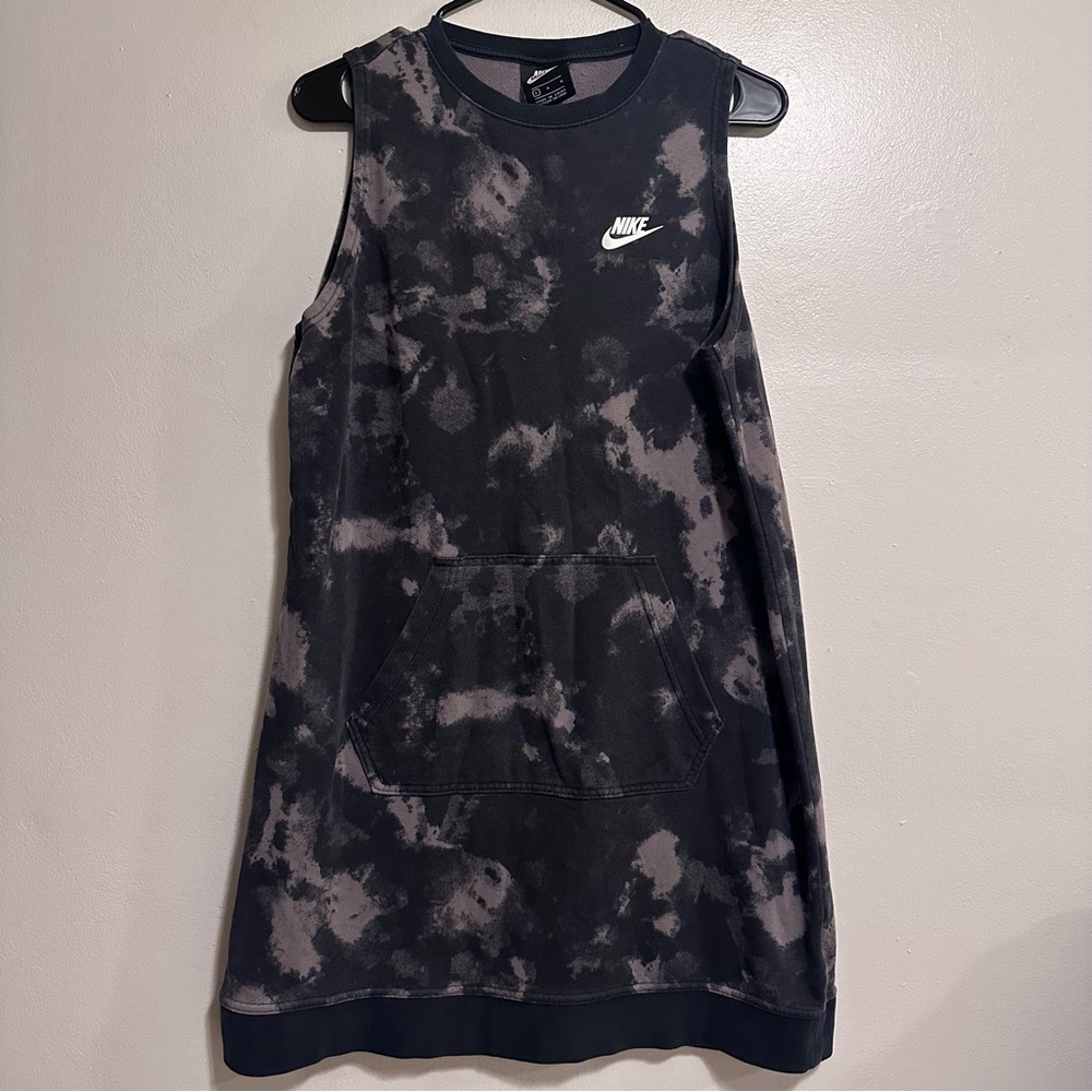 Nike Black and Gray Tie-Dye Midi Dress